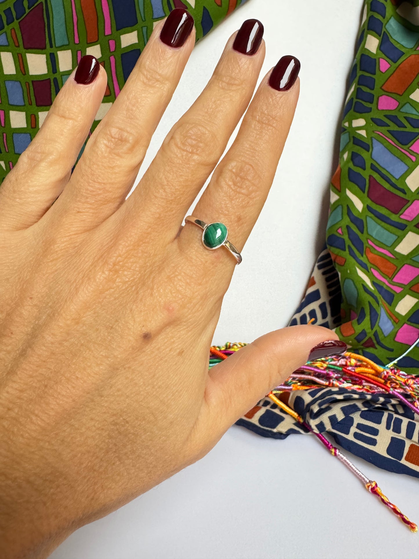 Anello argento 925 malachite misura 22 M17