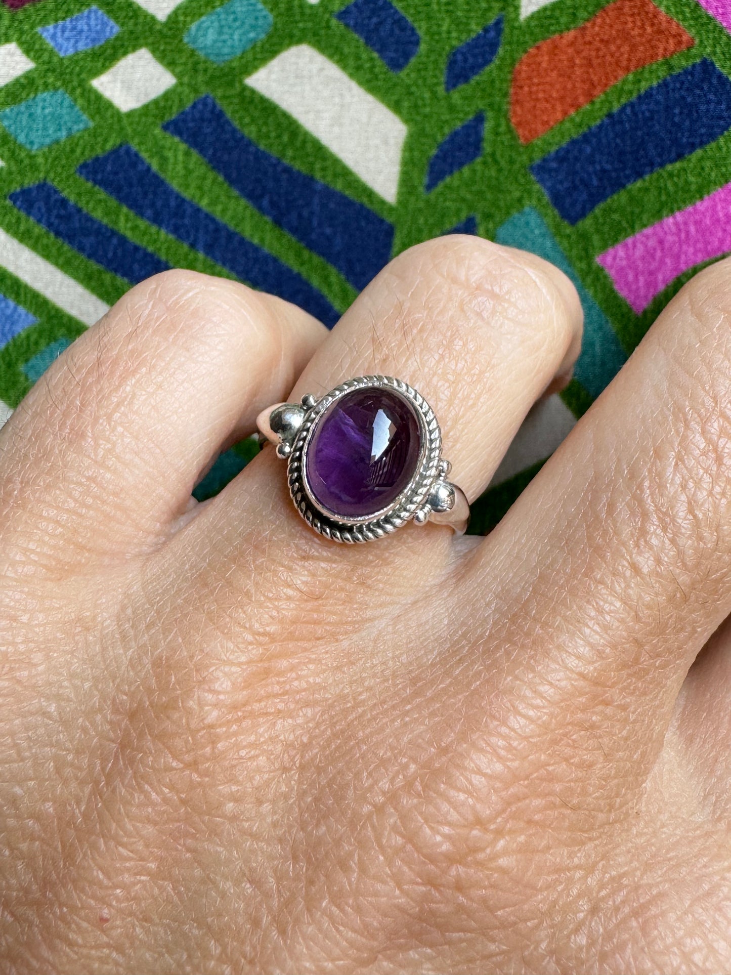 925 silver ring amethyst E77