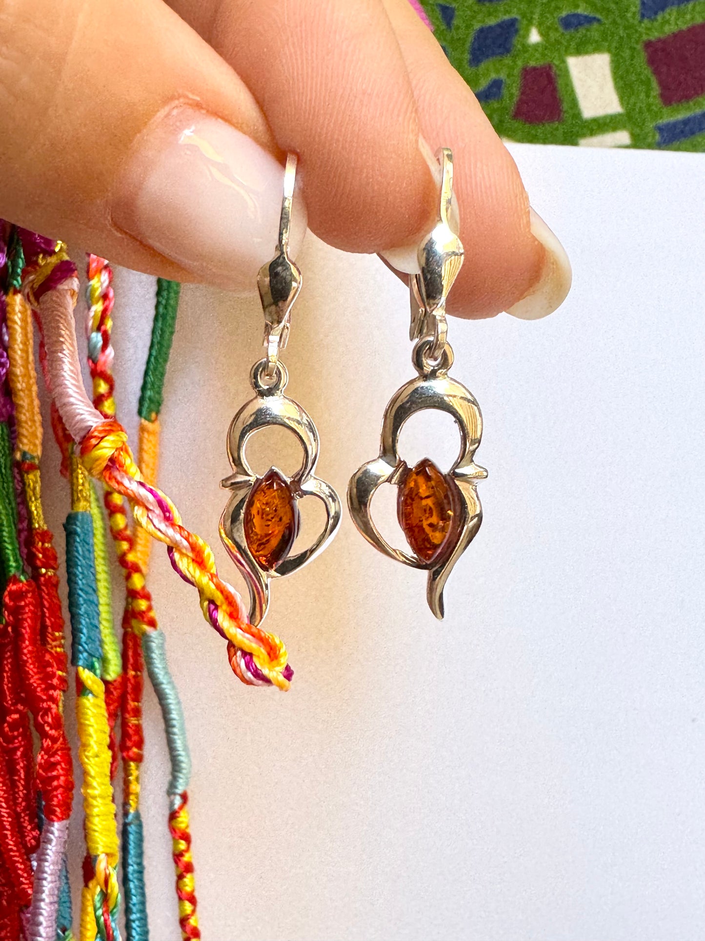 Silver 925 amber earrings A3