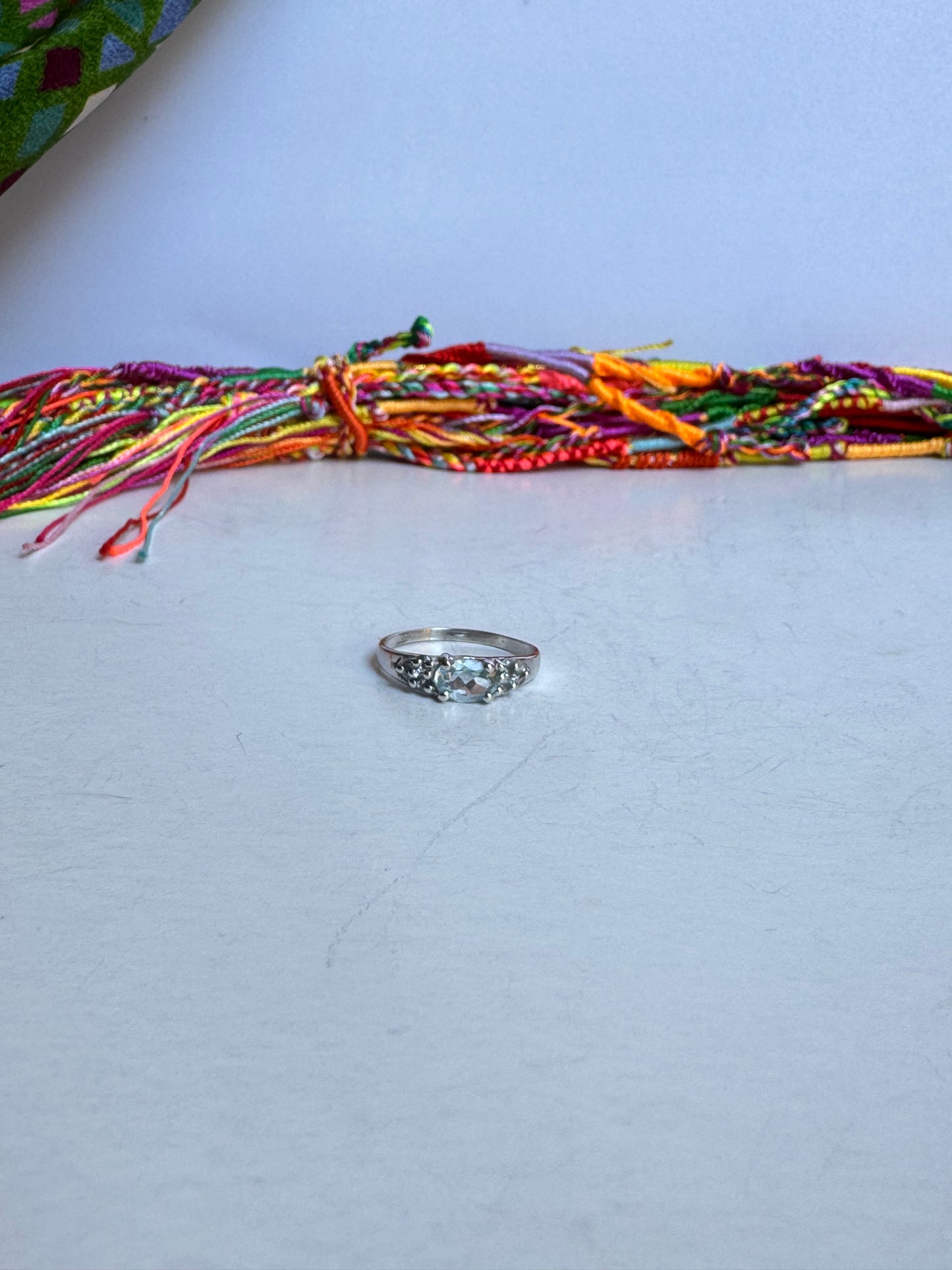 Anello argento 925 acquamarina misura 14 - 2UM