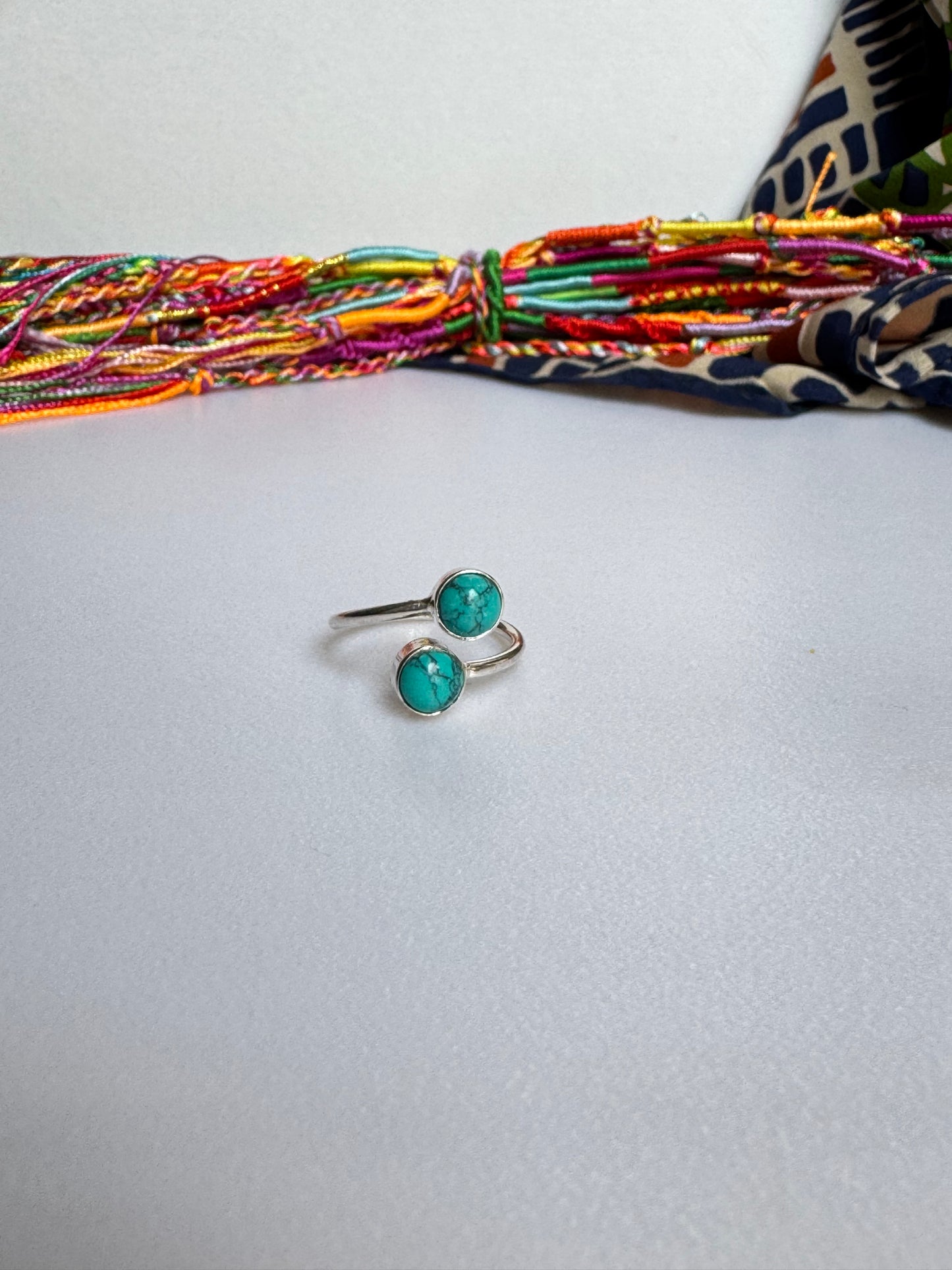 Anello argento925 turquenite turchese regolabile da misura 15 - HO5