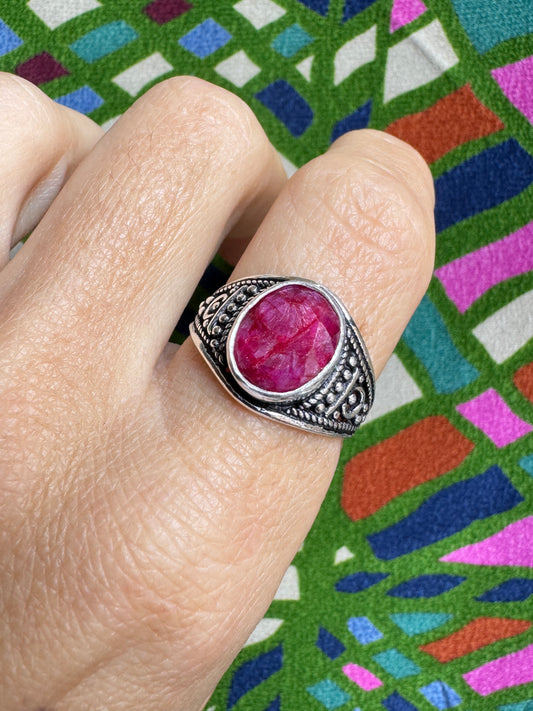 Ring silver925 ruby ​​root E88