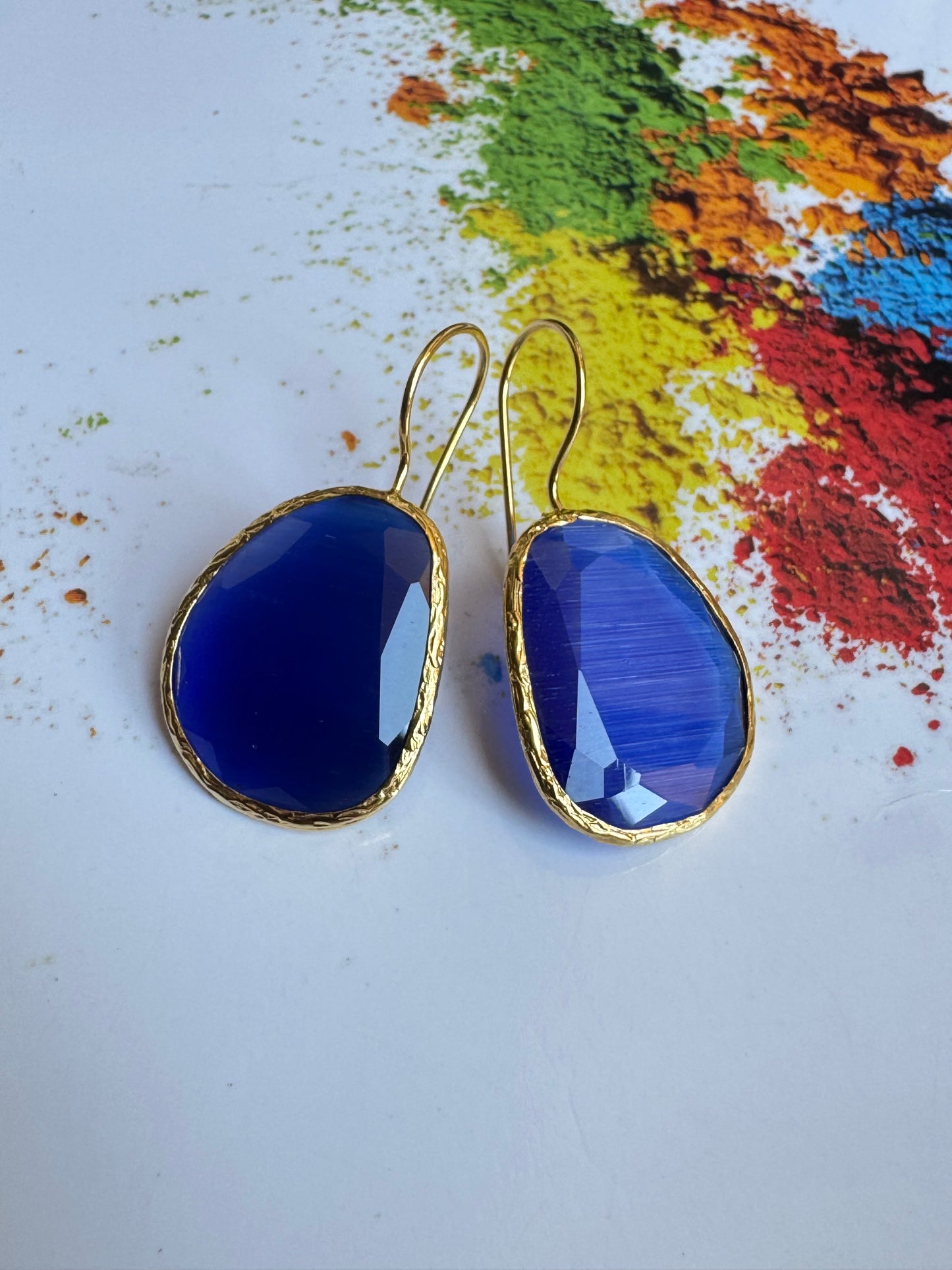 Blue drop stone earrings