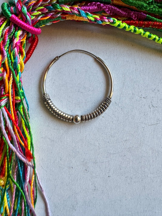 Single boho hoop earring in 925 silver