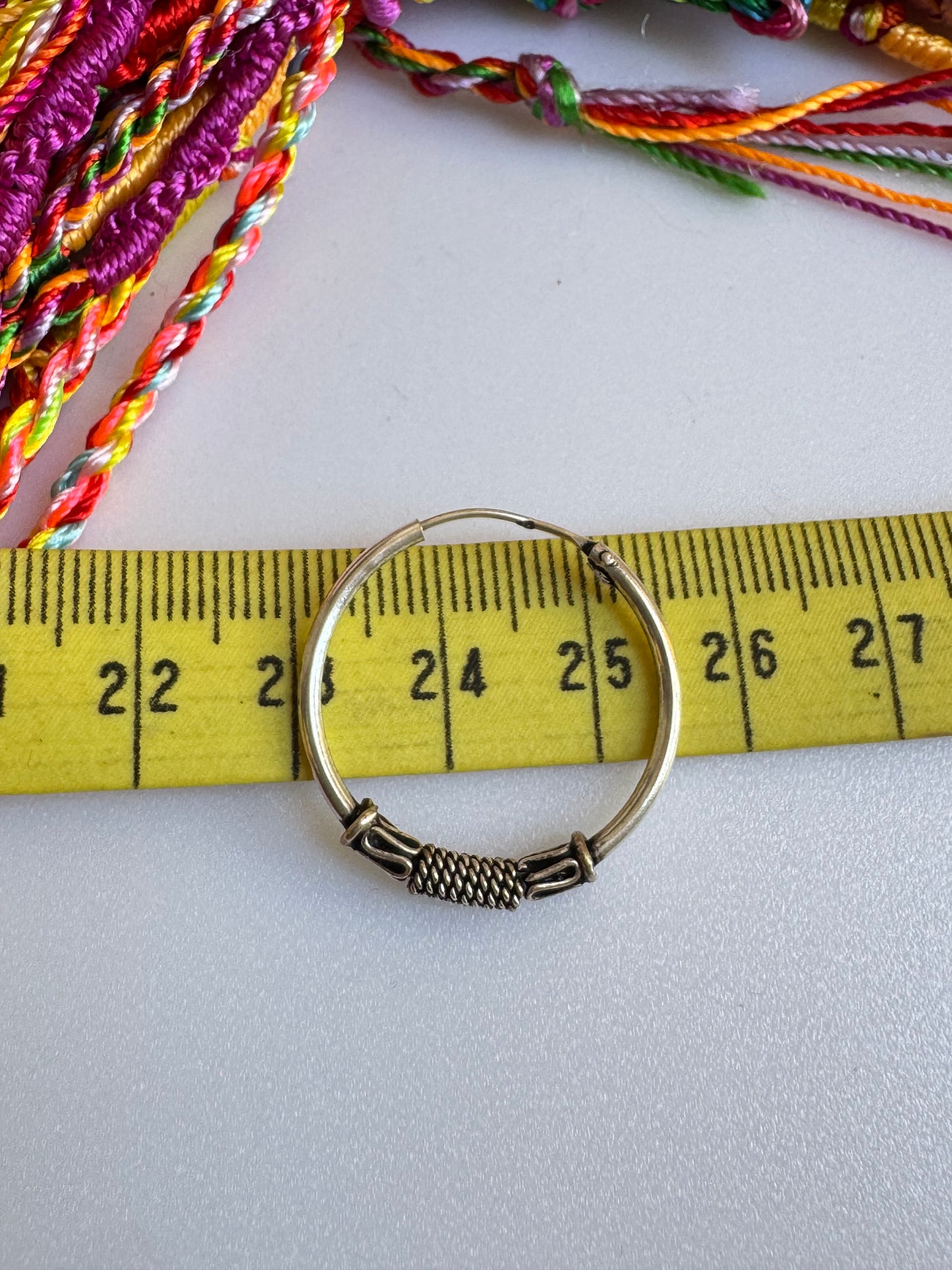Orecchino singolo cerchio boho argento 925 2,5 cm W32 difettato