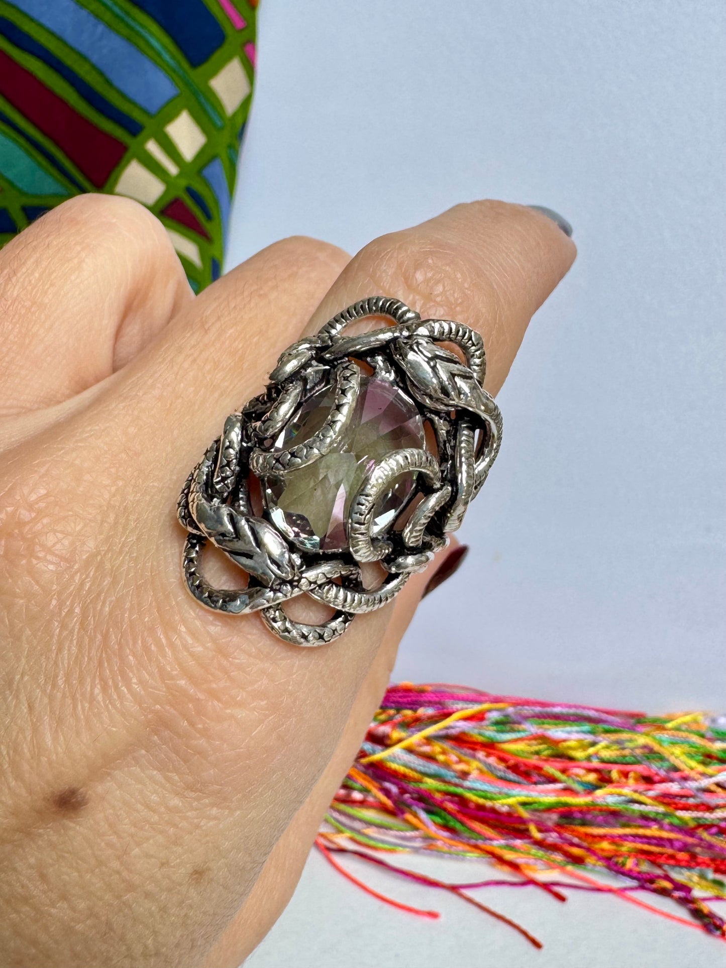 Ring Silber 925 Mystic Stone Größe 19 - 19K