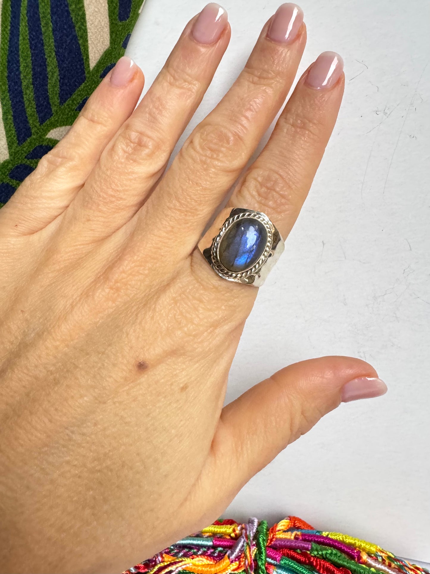 Anello argento 925 labradorite misura 19/20 - 25SZ