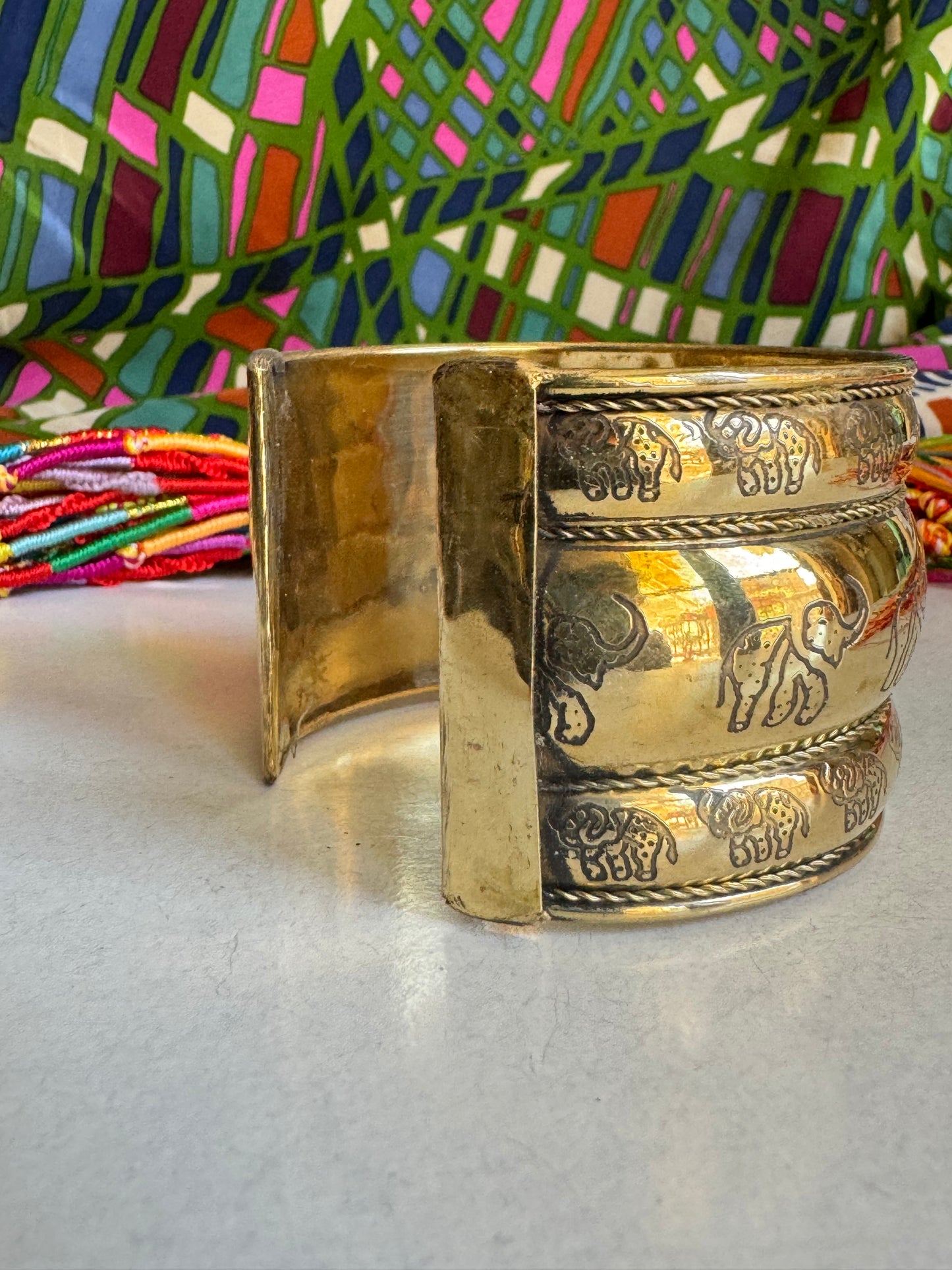 Golden elephant bangle bracelet