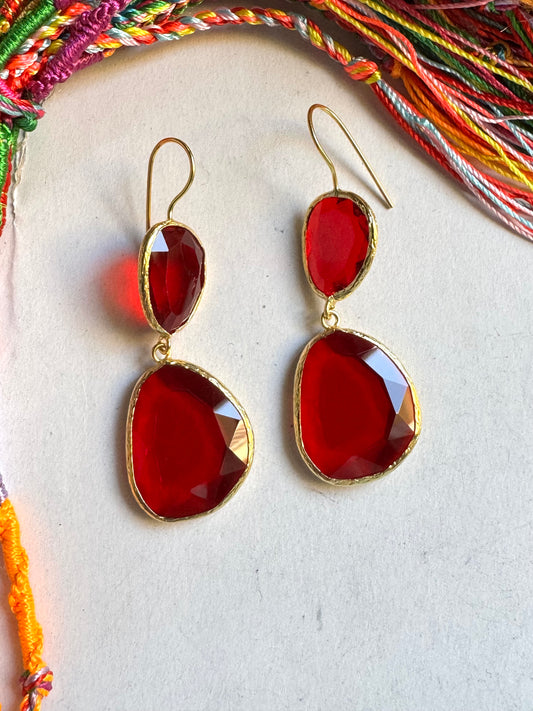 2 red stone earrings