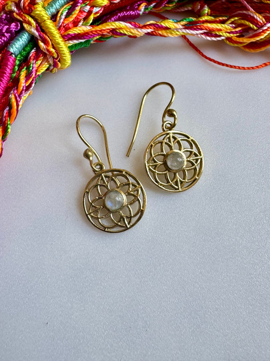 Golden moonstone boho earrings