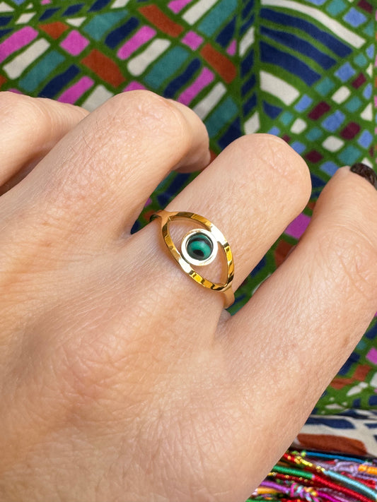 Green golden steel ring