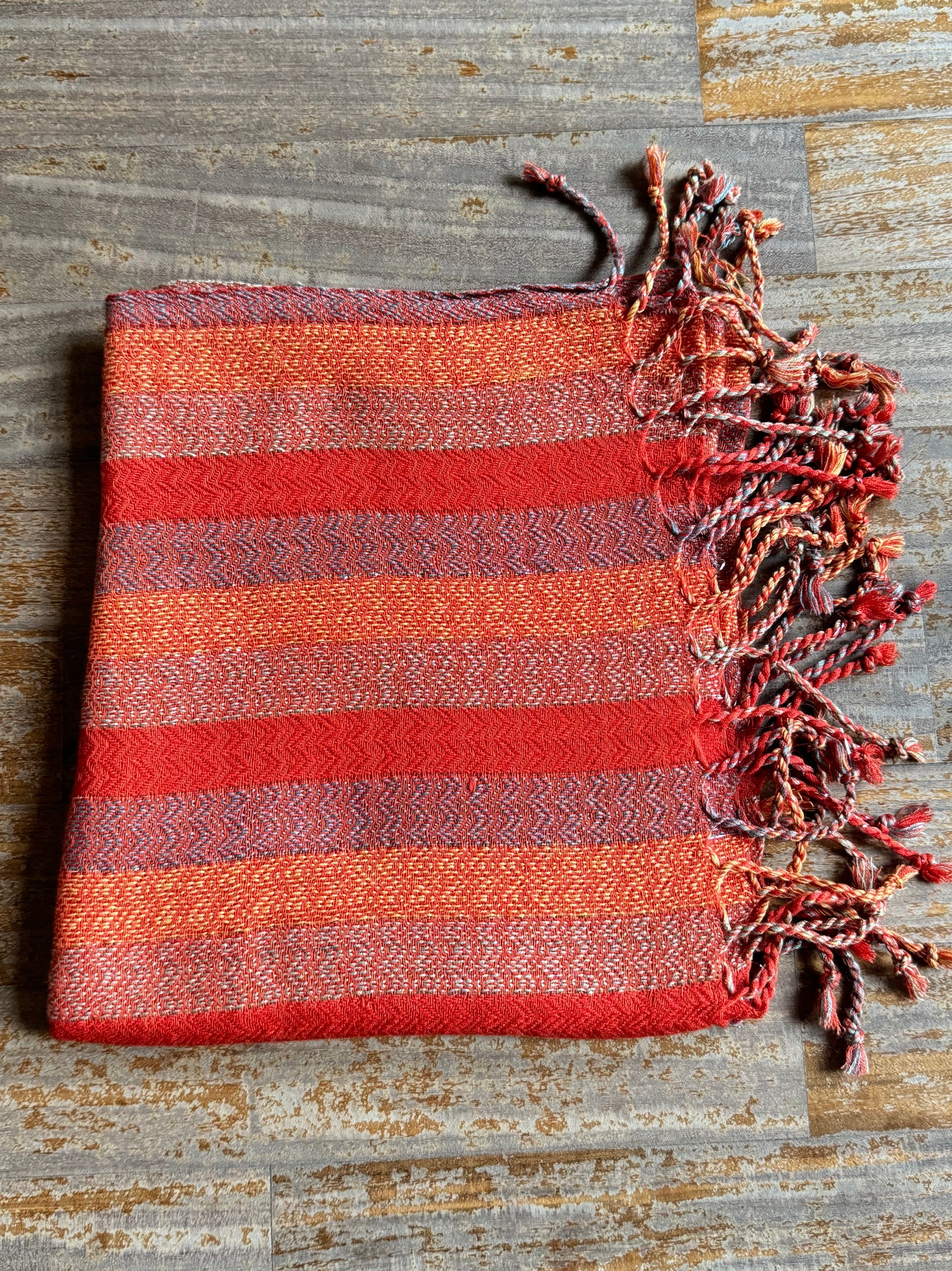 Pashmina scarf stole India orange and light blue