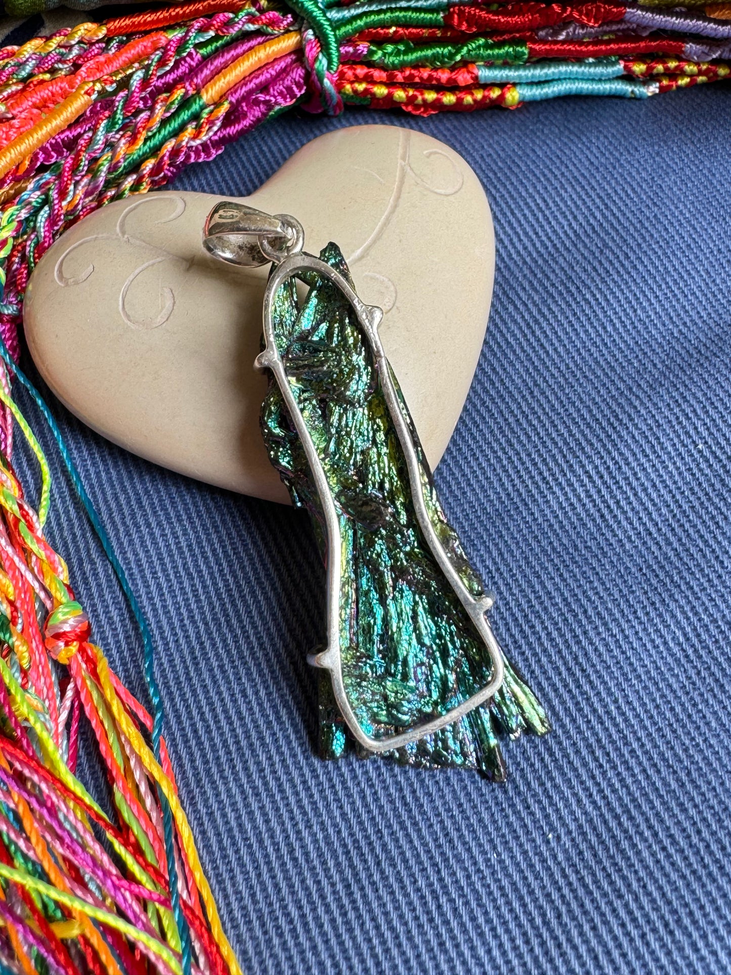 Rainbow kyanite 925 silver pendant