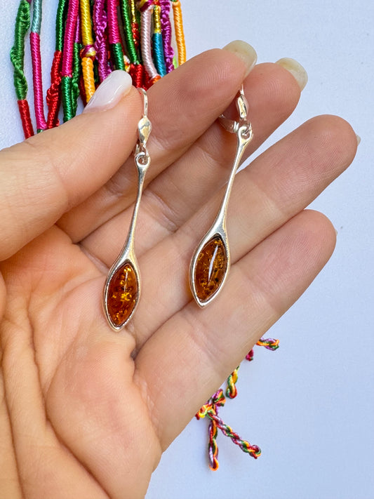 Silver 925 amber earrings A5