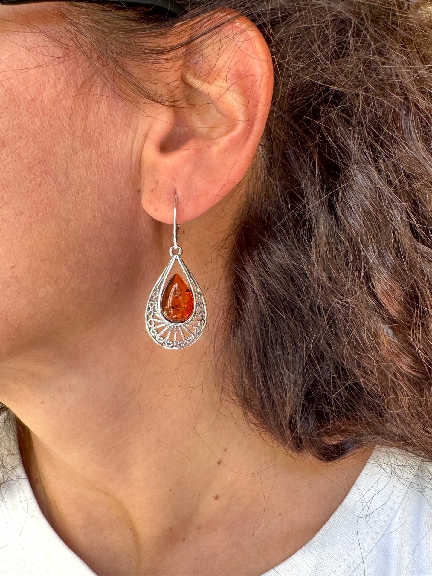 925 silver amber earrings 35AM