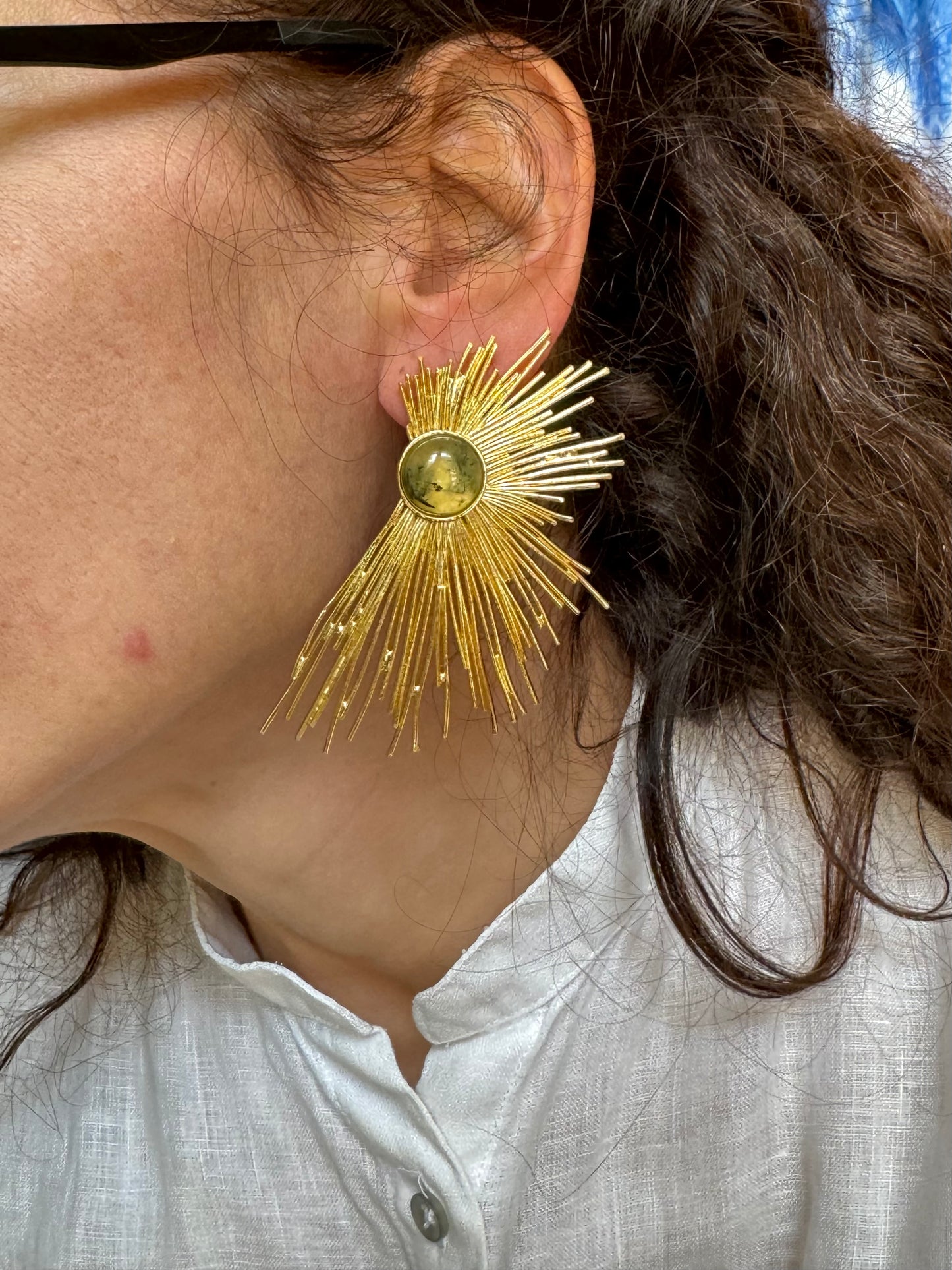 Yellow golden earrings