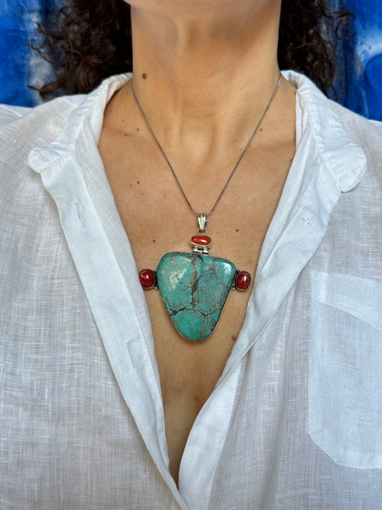 925 silver turquoise pendant F14