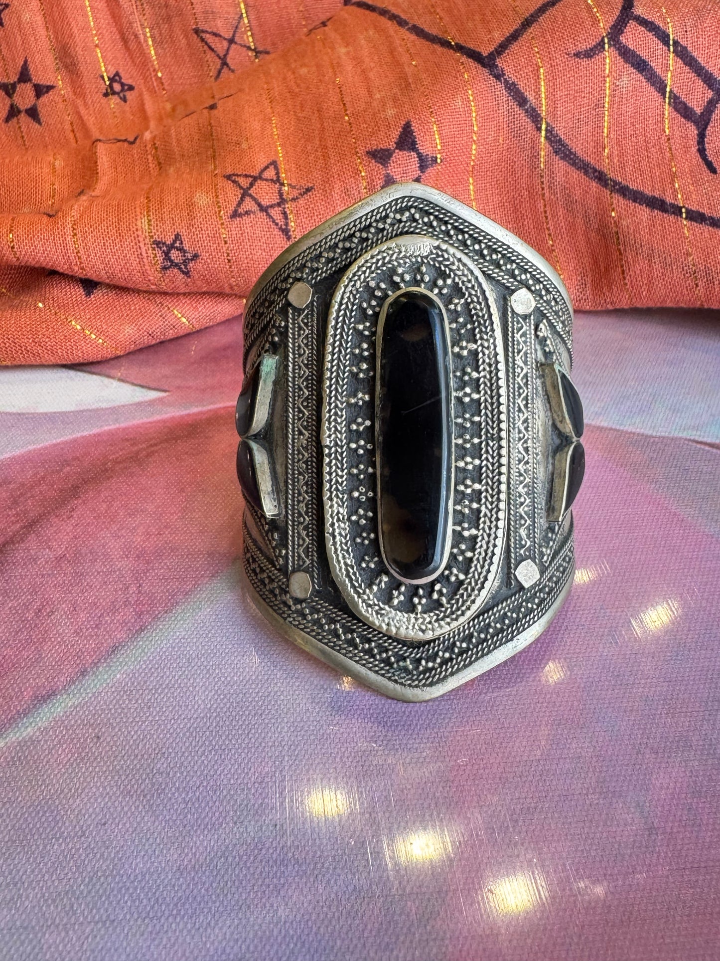 Antique vintage agate open slave bracelet