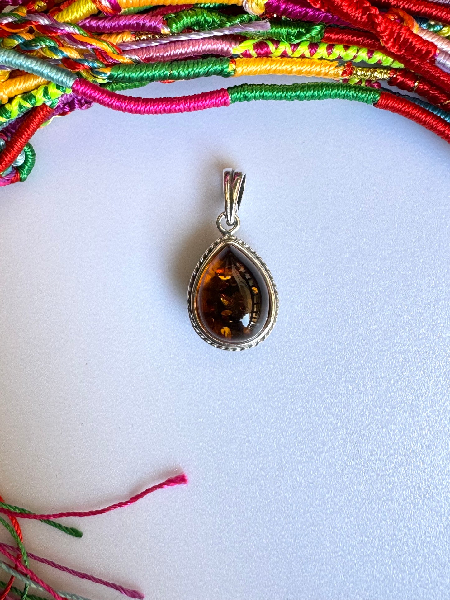 C18 amber 925 silver pendant