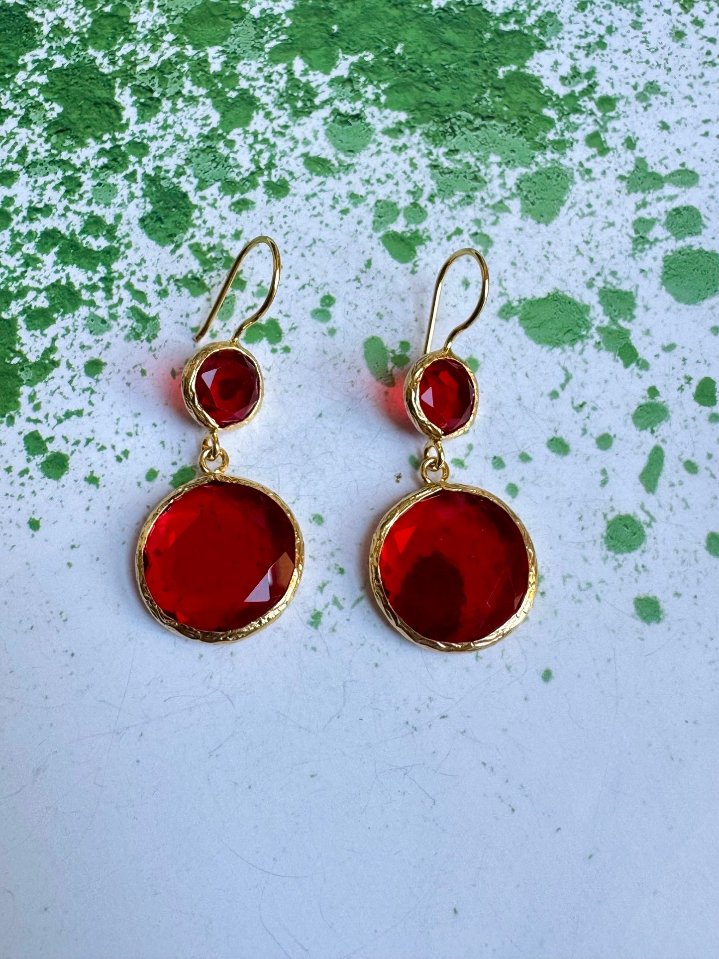 2 red stone earrings
