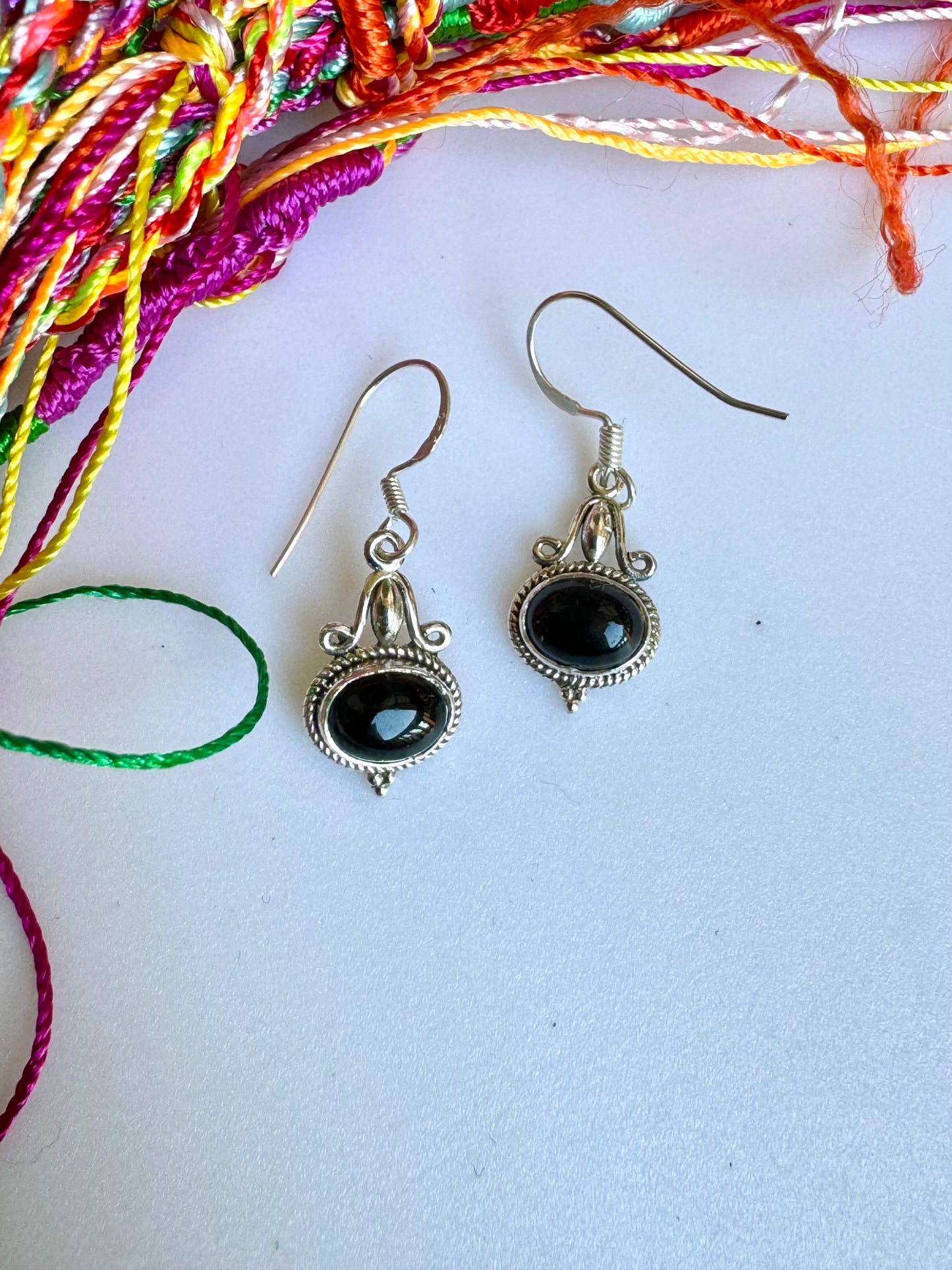 Orecchini argento onice nero