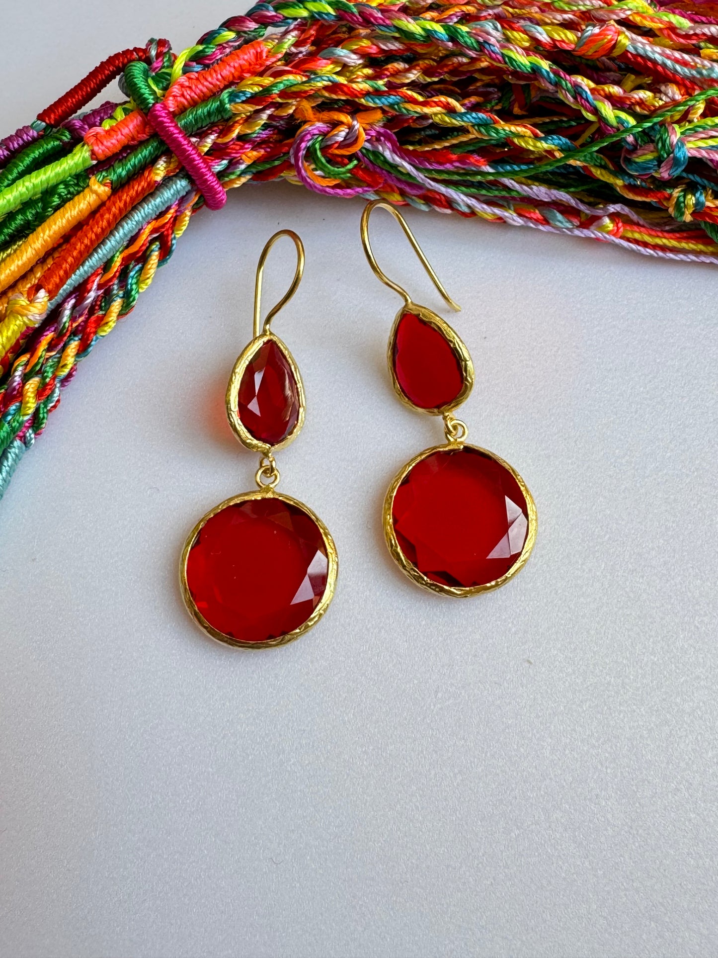 2 red stone earrings