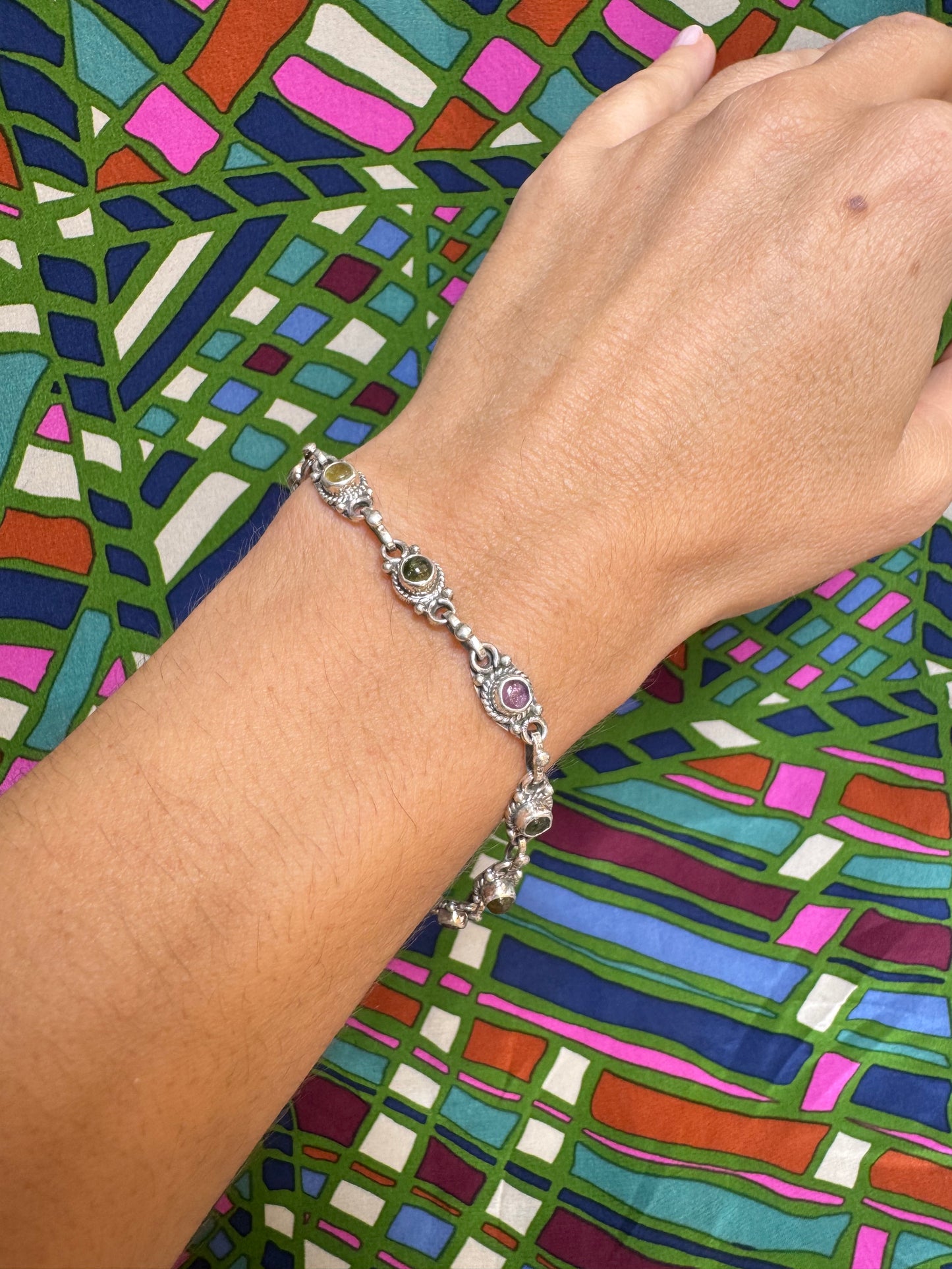 925 Silber Turmalin Armband B50