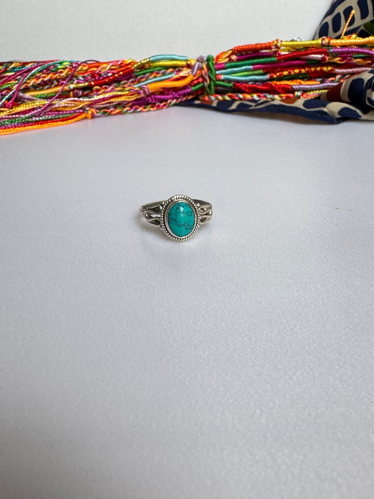 Anello argento 925 turquenite howlite turchese misura 14 - HO2