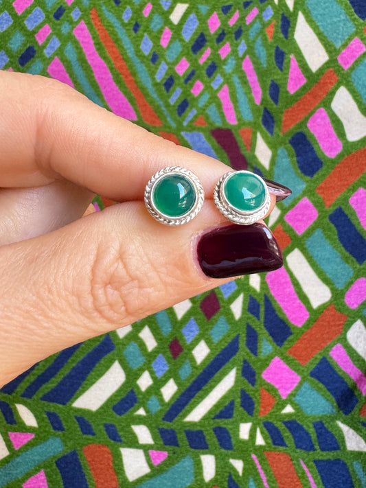 Green onyx 925 silver earrings