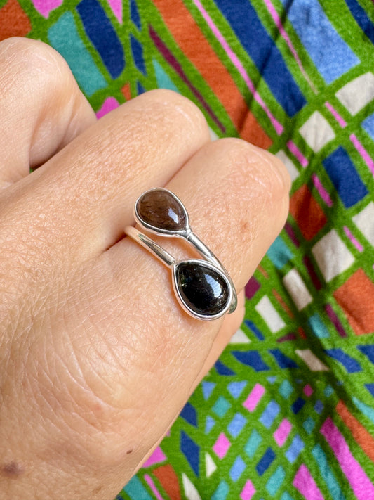 925 silver ring with adjustable tourmaline, size 18 - TA33