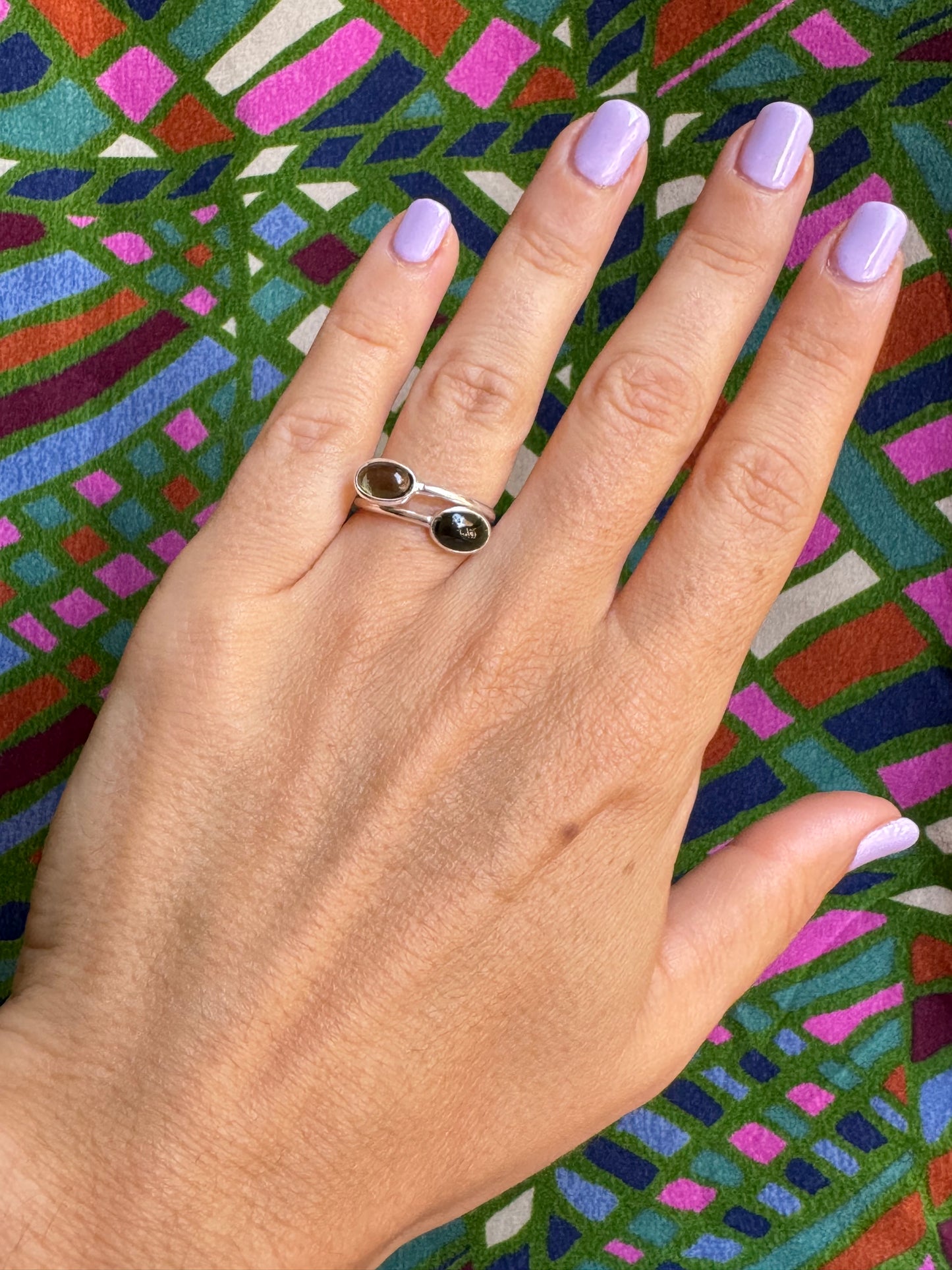 925 silver ring with adjustable tourmaline, size 16 - TA24