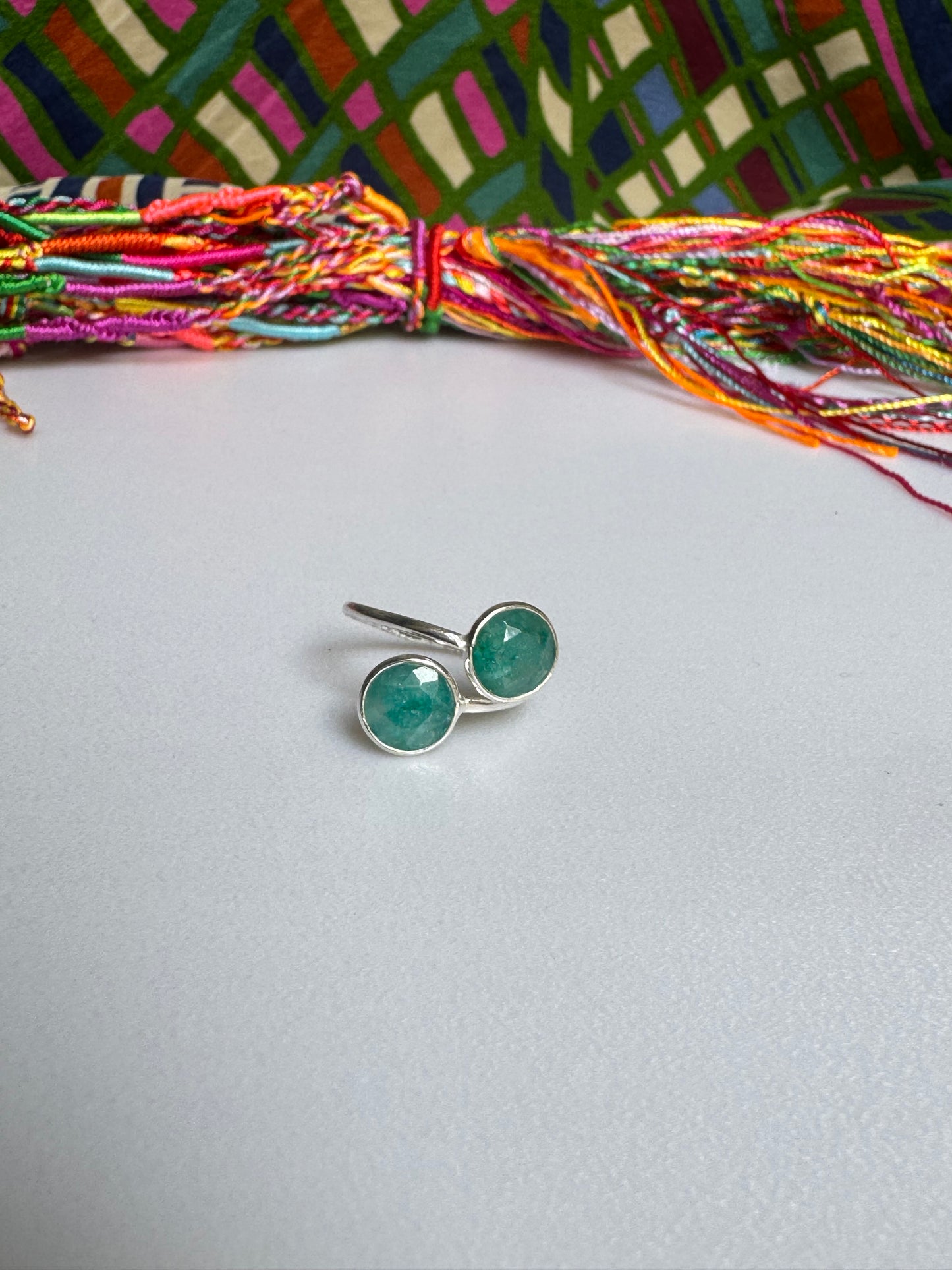 925 silver ring with adjustable emerald root, size 12.5-