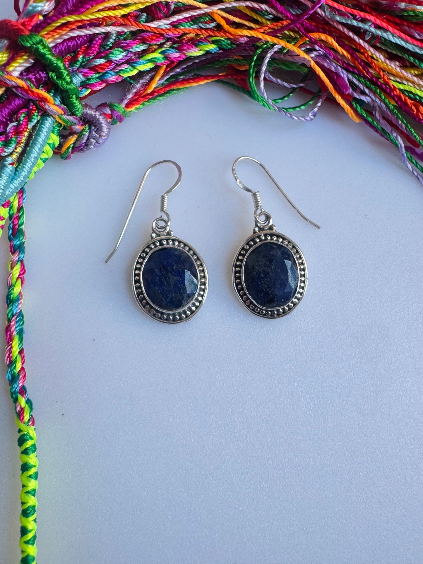 925 silver earrings with sapphire root R56