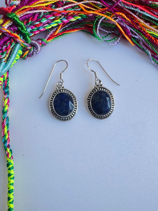 925 silver earrings with sapphire root R56
