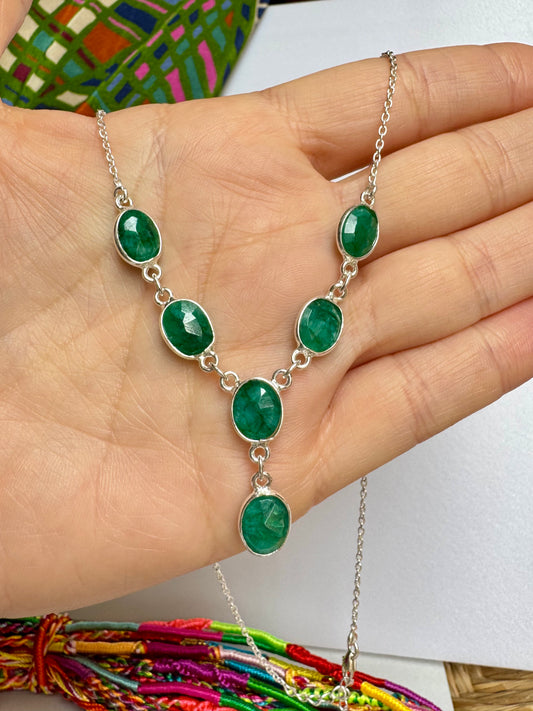 Collana argento 925 radice di smeraldo