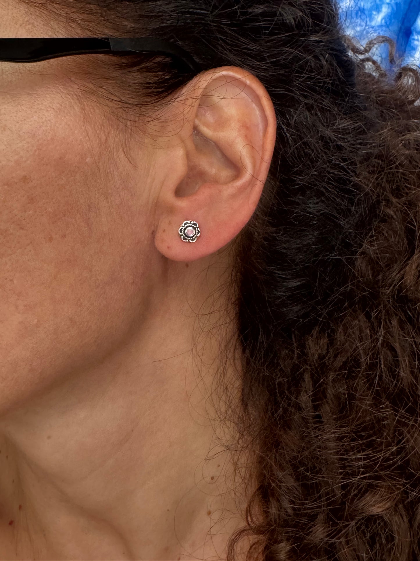 Orecchini lobo argento 925 opale rosa