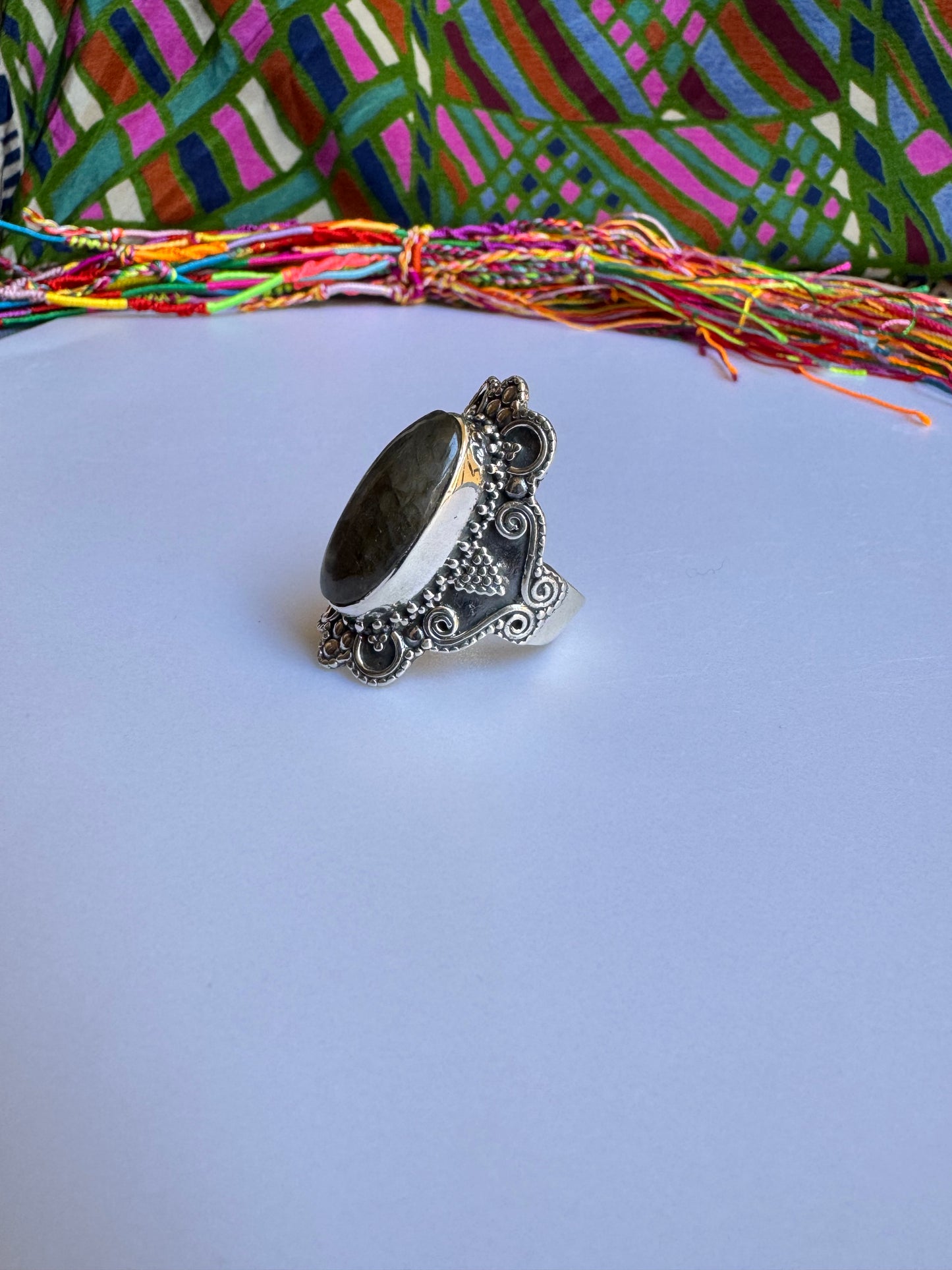 Labradorit 925 Silber Ring Größe 24 - F77