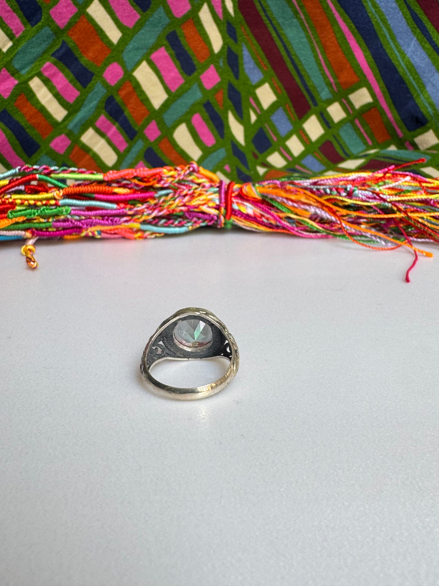 925 silver mystic stone ring size 17 2MS