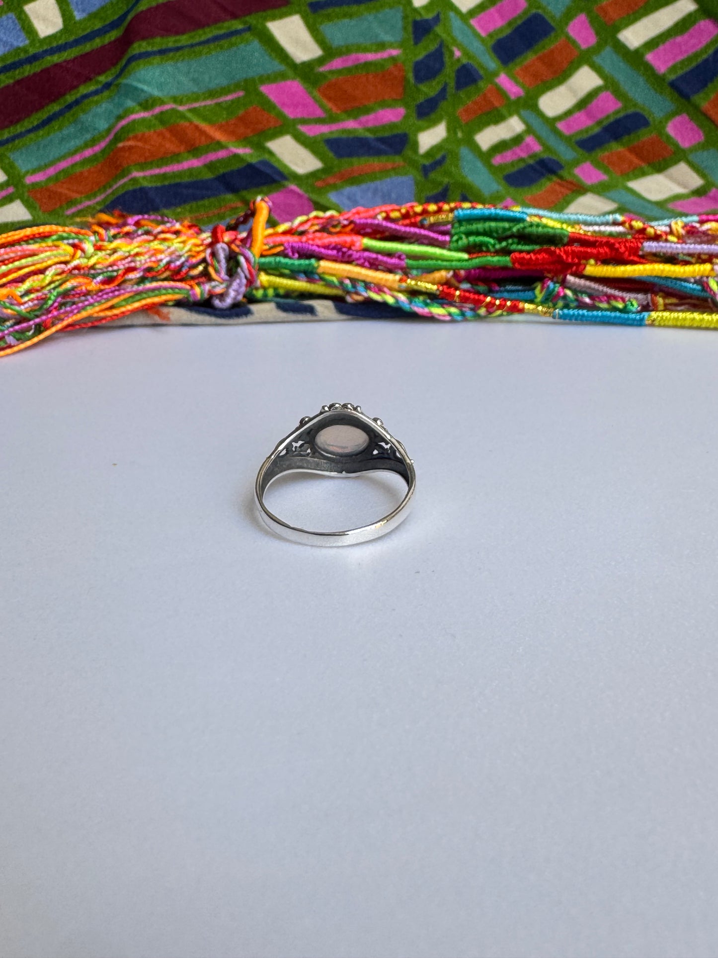 925 silver ring with white opal, size 18/19 - G40