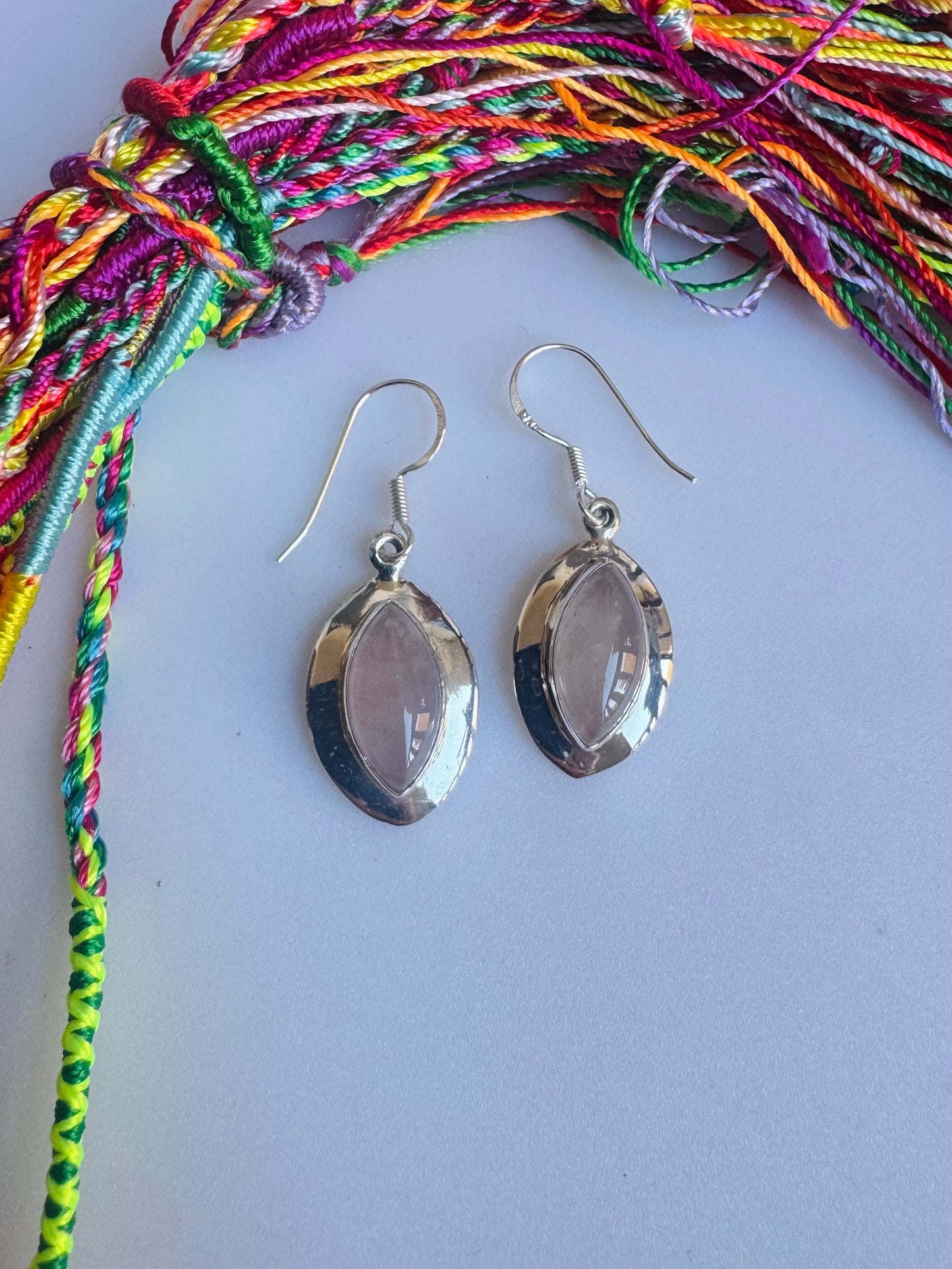 925 silver earrings with rose quartz R65