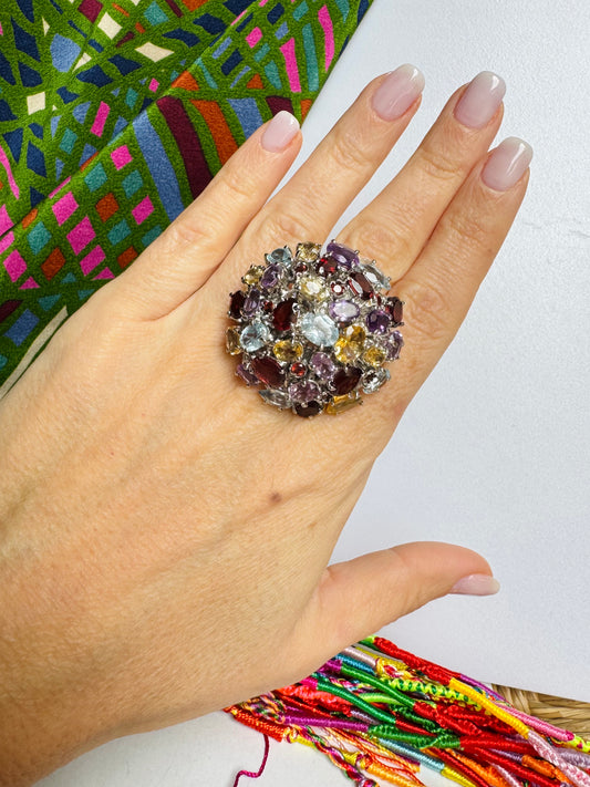 Anello argento 925 multi pietra misura 17 - MP1