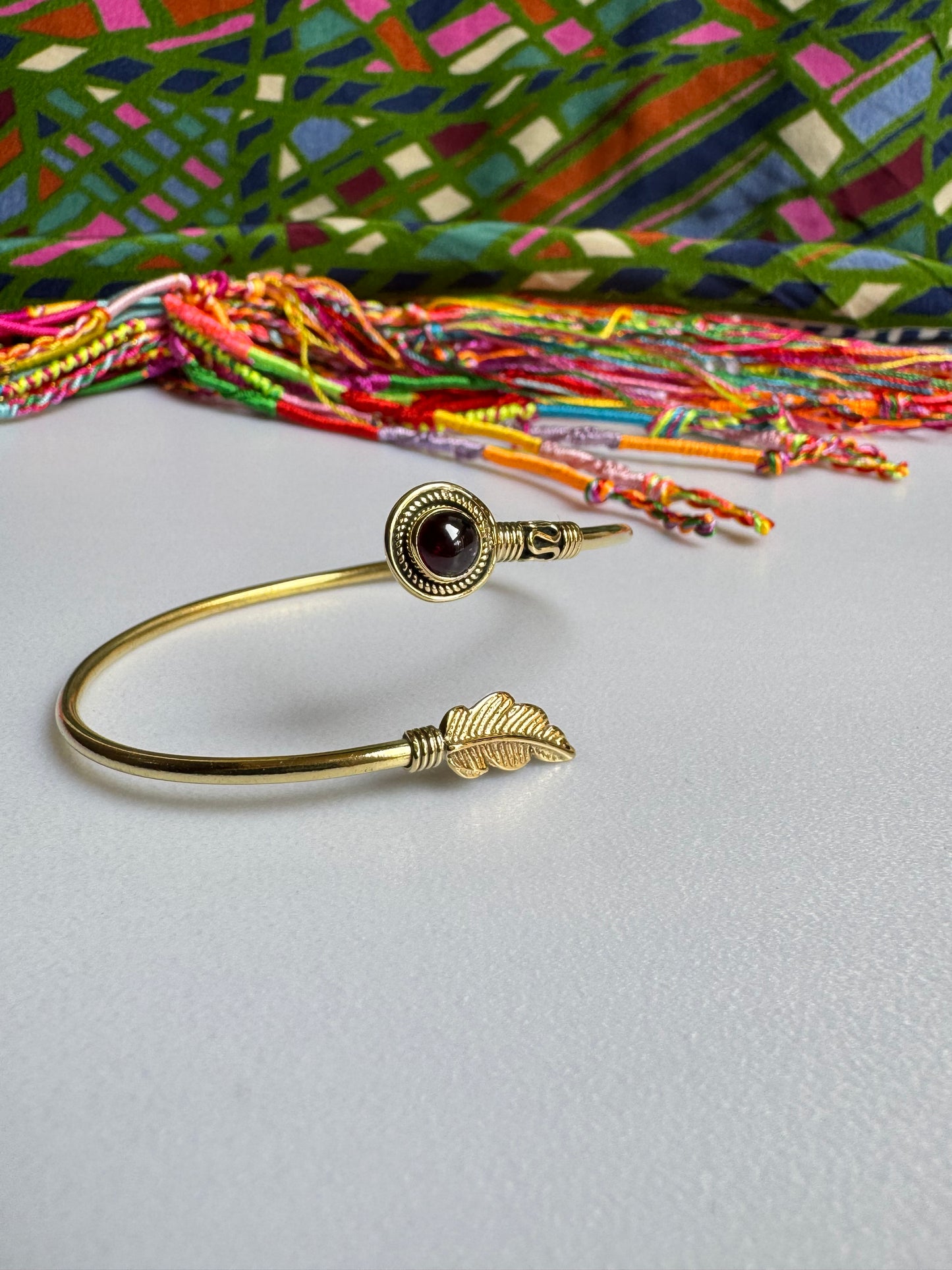 Burgundy gold boho bracelet