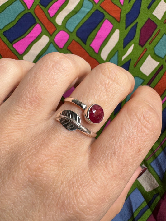 925 Silberring mit verstellbarer Rubinwurzel Größe 17- F14
