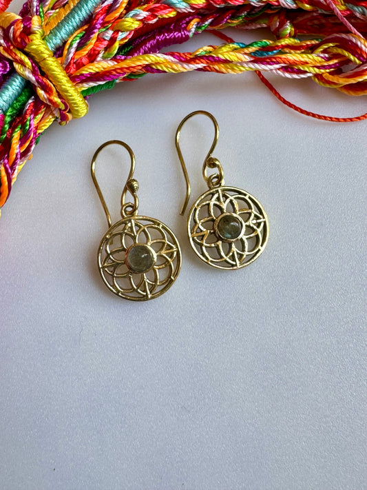 Golden labradorite boho earrings