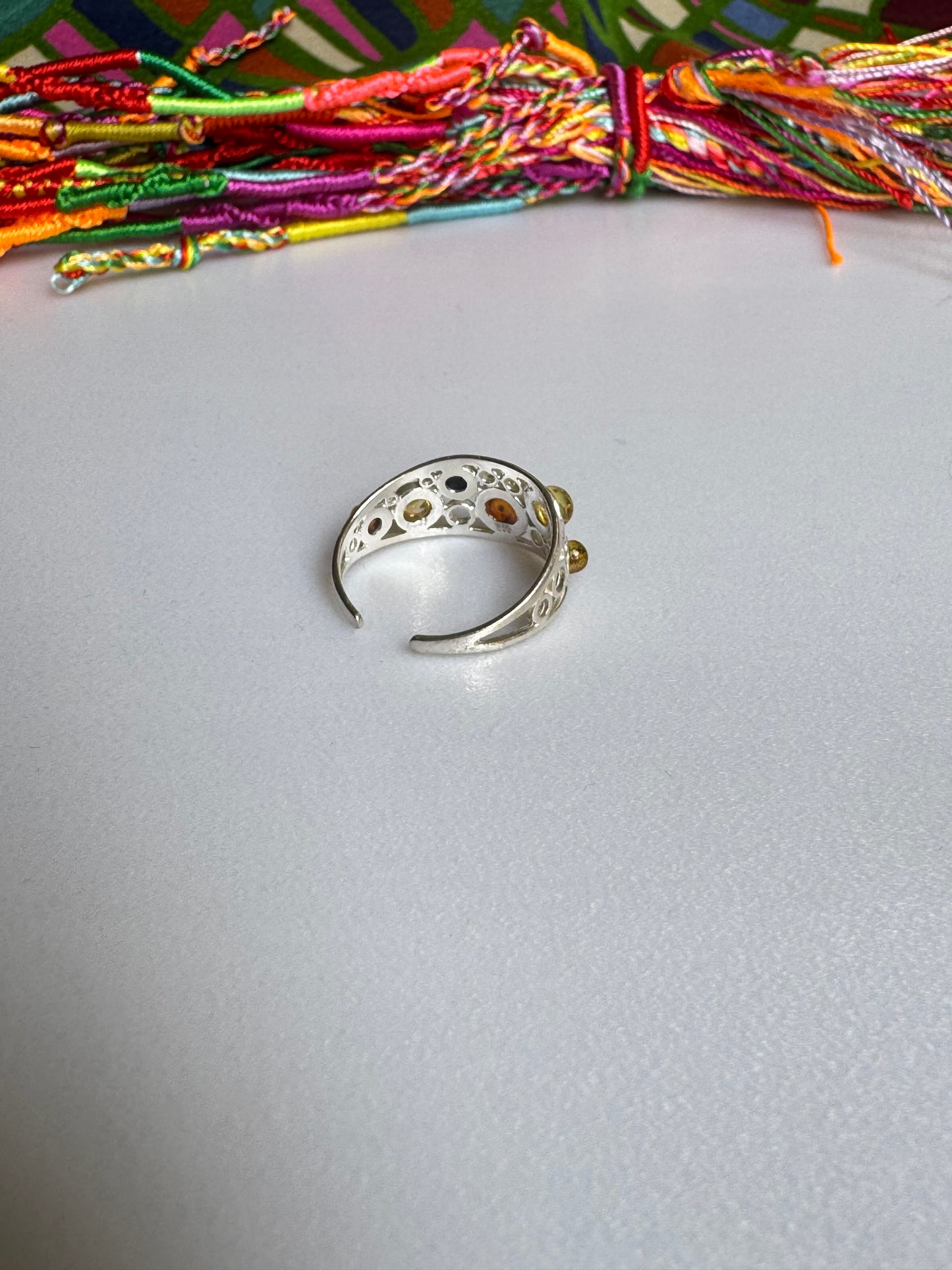 925 silver amber ring size 19 adjustable 54A