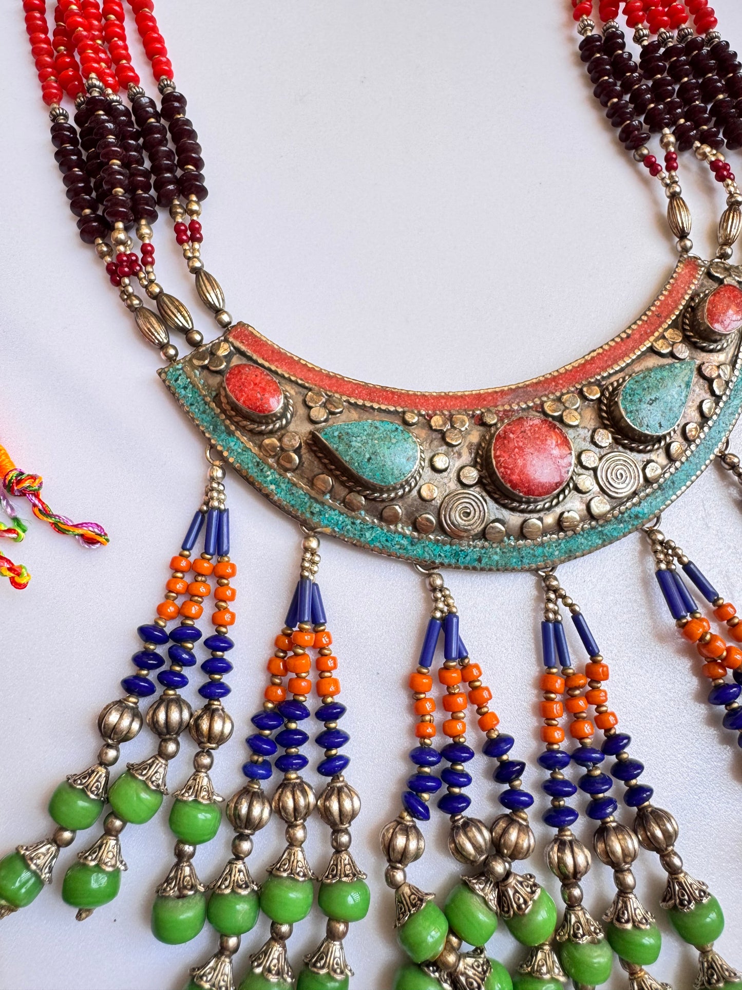 Nepalese Metal and Stone Vintage 70s Necklace