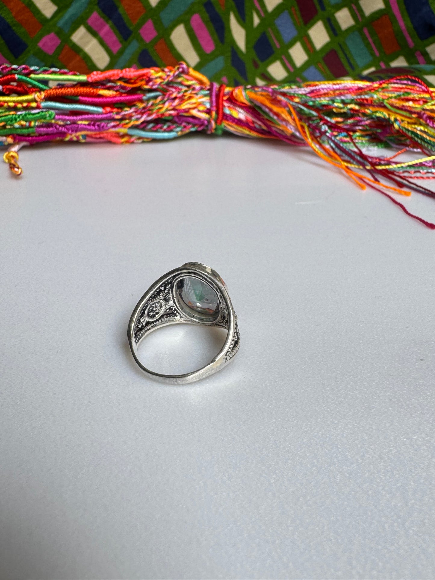 925 silver mystic stone ring size 15 11MS