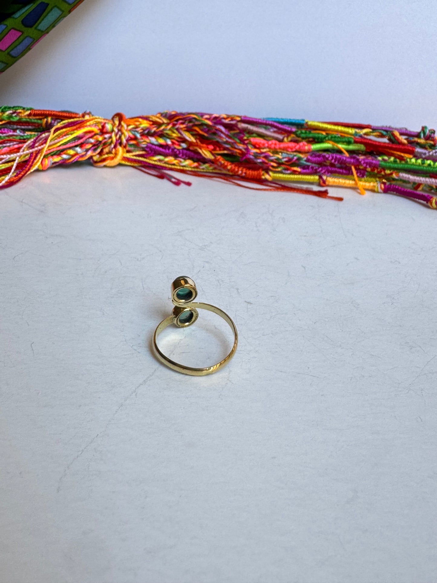 Anello boho dorato verde