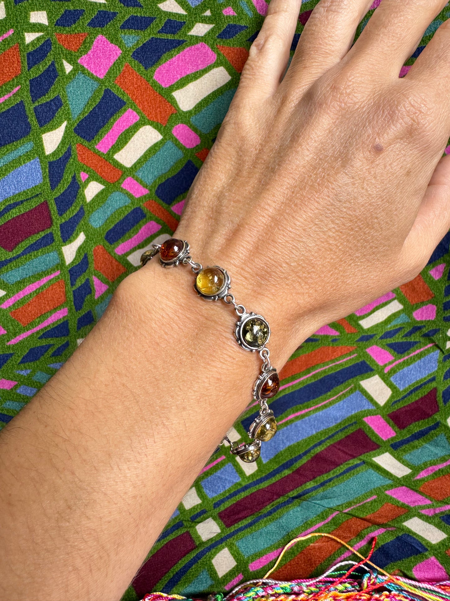 925 silver amber bracelet 7AB