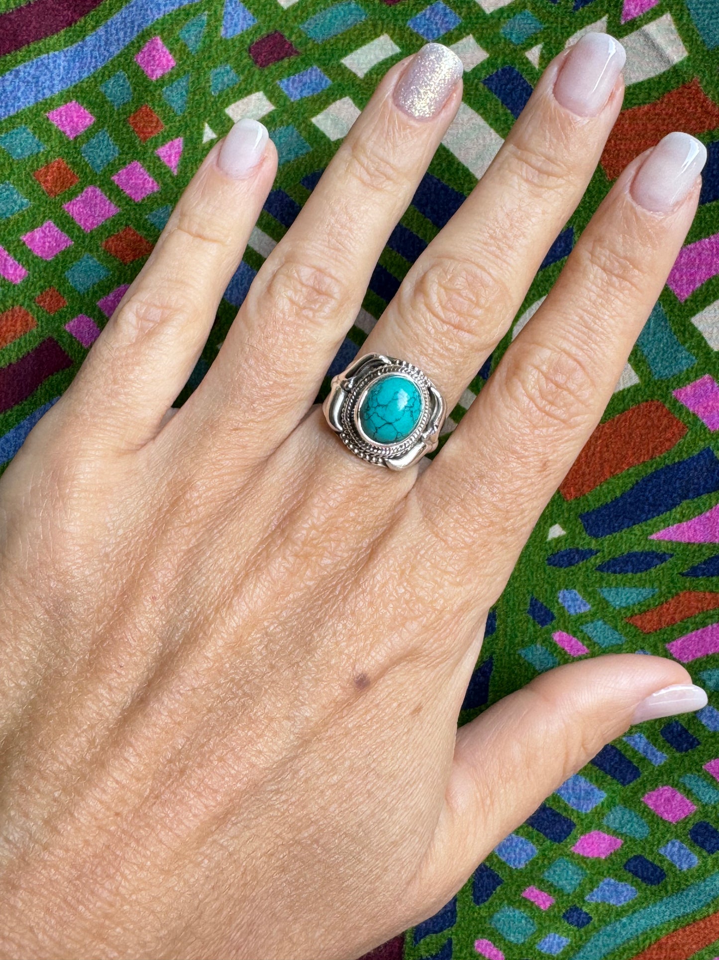 Ring silver925 turquenite howlite turquoise E82